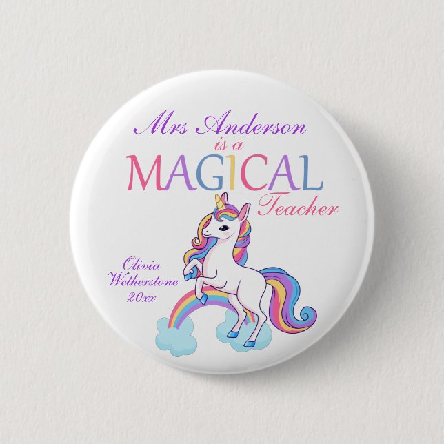 Magic Unicorn Teacher-uppskattning Knapp (Framsida)