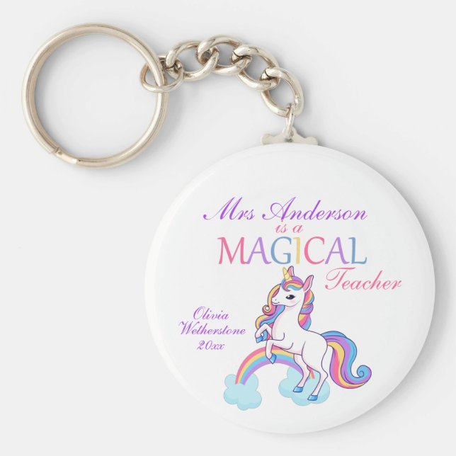 Magic Unicorn Teacher-uppskattning Nyckelring (Framsidan)