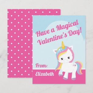 Magic Unicorn Valentine Classroom Note Card Anteckningskort