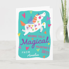 Magic Unicorn Valentine Day Greeting Card Helgkort