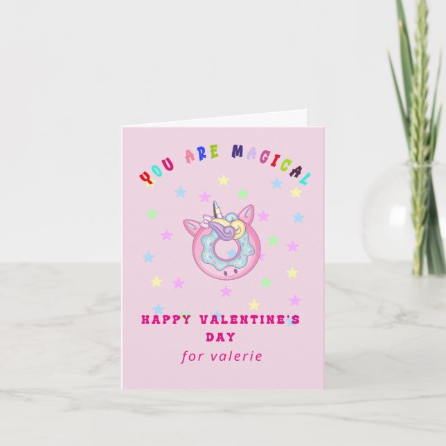 Magic Unicorn Valentine Day Helgdag Card Helgkort (Framsida)