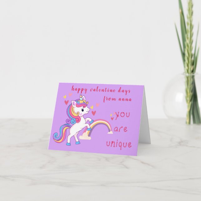 Magic Unicorn Valentine Day Helgkort (Framsida)