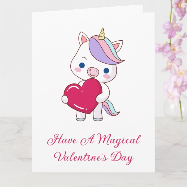 Magic Unicorn Valentine Day Kort (Orkide)