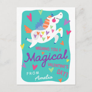 Magic Unicorn vycard Storlek Classroom Valentine Helg Vykort
