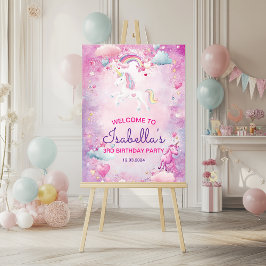Magic Unicorn Whimsical Rainbow Födelsedagsfest Poster