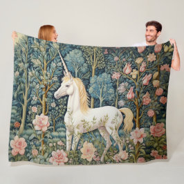 Magic Unicorn William Morris Botanical Forest Fleecefilt