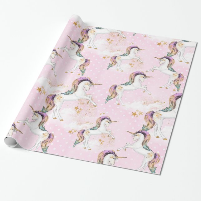 Magic Unicorn Wrapping Papper Presentpapper (Utrullad)