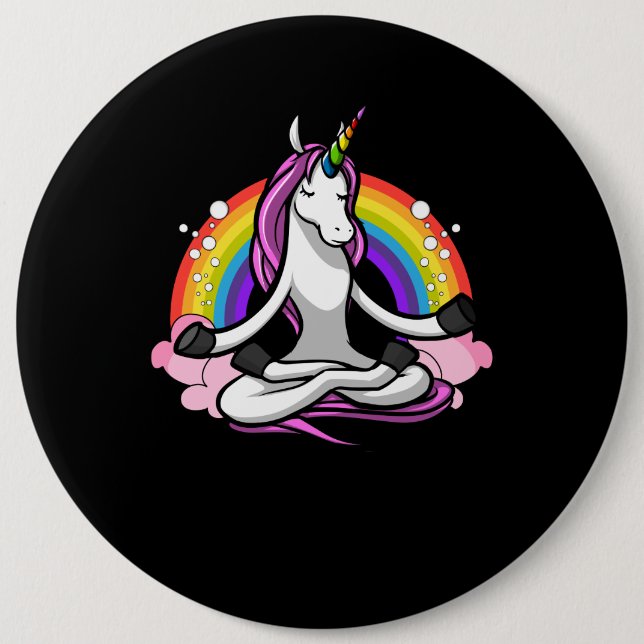 Magic Unicorn Yoga Zen Meditation Rainbow Knapp (Framsida)
