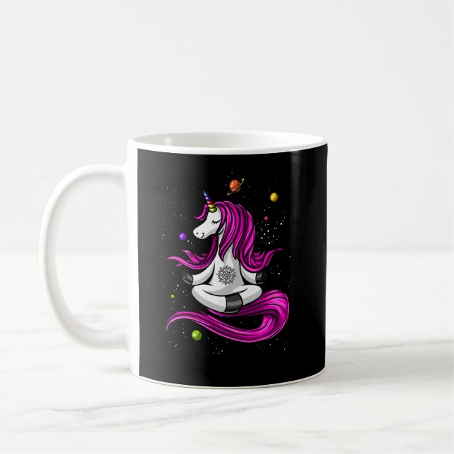 Magic Unicorn Yoga Zen Space Meditation Kaffemugg (Vänster)