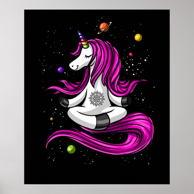 Magic Unicorn Yoga Zen Space Meditation Poster (Framsidan)