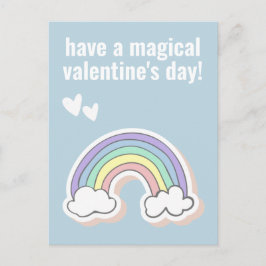 Magic Valentine Day, Cute Kids Unicorn Rainbow Vykort