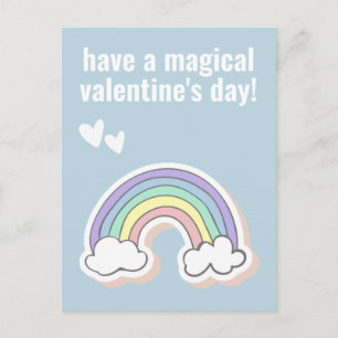 Magic Valentine Day, Cute Kids Unicorn Rainbow Vykort