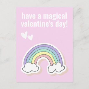 Magic Valentine Day, Cute Kids Unicorn Rainbow Vykort