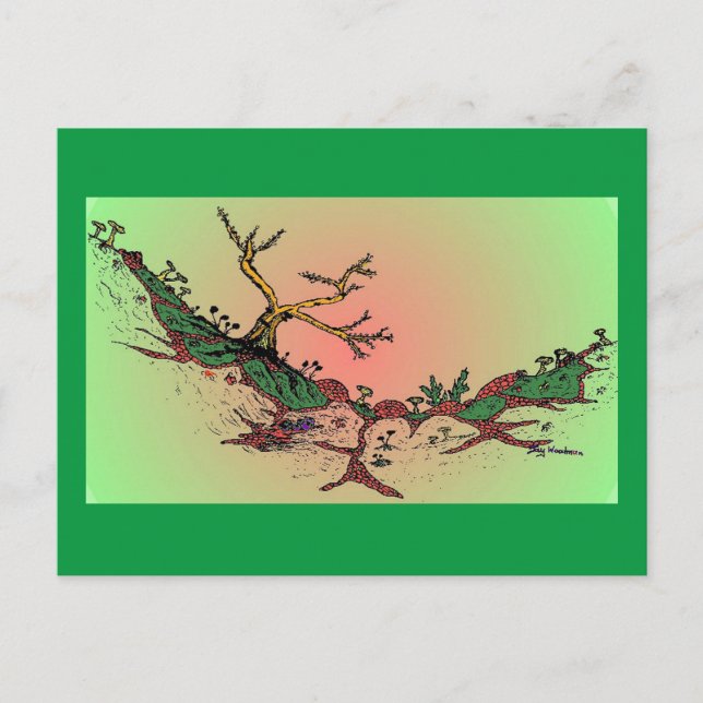 Magic Valley Daytime Art Postcard - Grönt, Rosa Vykort (Framsida)