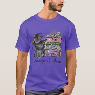 Magic Vibes Black Cat in Witch Hat Magic Bokar H T Shirt