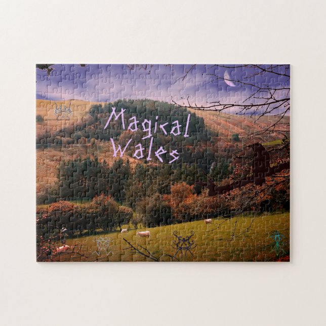 Magic Wales Pennant Valley Myasty Symbol Raven Pussel (Horisontell)