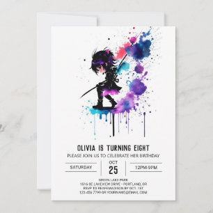 Magic Warrior Ninja Digital Girl Birthday Inbjudningar
