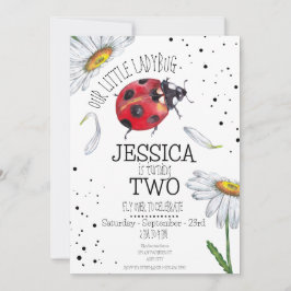 Magic Watercolor Cute Birthday Girl Ladybug Inbjudningar