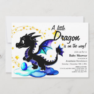 Magic Watercolor Dragon Boy Shower Inbjudningar