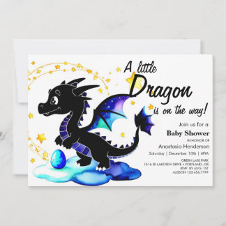 Magic Watercolor Dragon Boy Shower Inbjudningar
