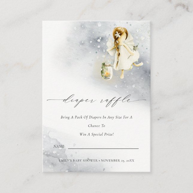 Magic Watercolor Fairy Diaper Raffle Baby Shower Tilläggskort (Framsida)