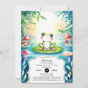 Magic Watercolor Frog Birthday Inbjudningar