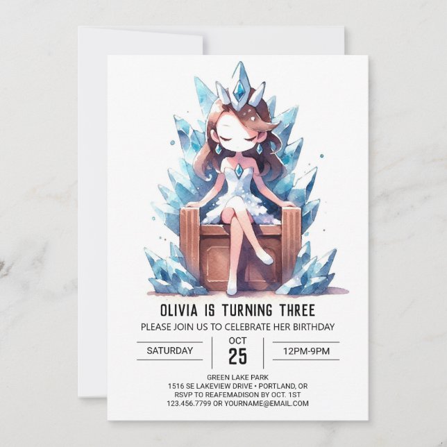 Magic Watercolor Princess Birthday Inbjudningar (Framsida)