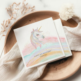 Magic Watercolor Rainbow Unicorn Birthday Pappersservett