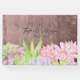 Magic Watercolor Succulents peachy-Brown Bröllop Gästböcker