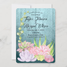 Magic Watercolor Succulents Teal Bröllop