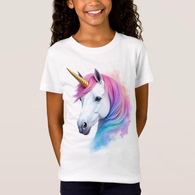 Magic Watercolor Unicorn T Shirt (Framsida)