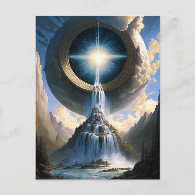 Magic Waterfall Surreal Fantasy Art Vykort (Framsida)