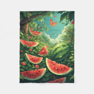 Magic Watermelon Garden - Nature Fantasy Blanket Fleecefilt