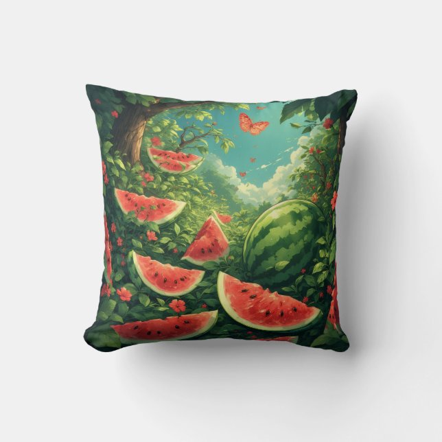 Magic Watermelon Garden - Nature Fantasy Blanket Kudde (Framsida)