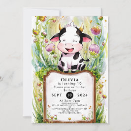 Magic Whimsical Cow Birthday Inbjudningar