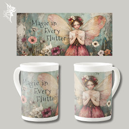Magic Whimsical Fairy & Blomsterträdgård med offer Benporslin Mugg