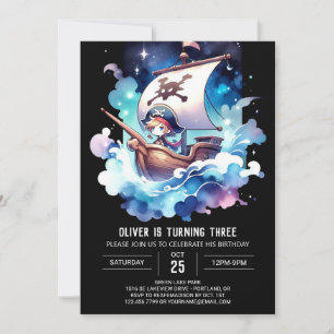 Magic Whimsical Pirat Birthday Inbjudningar