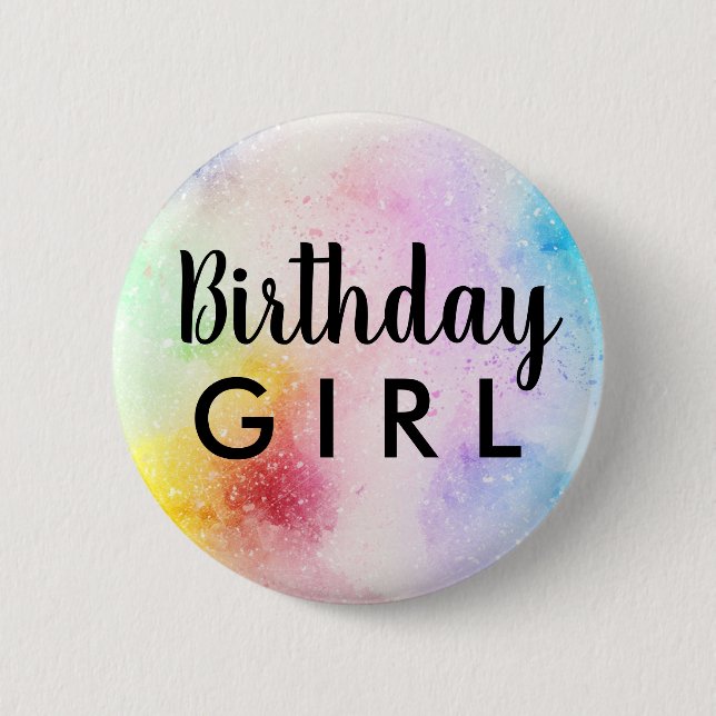 Magic Whimsical Roligt Birthday Girl Party Gift Knapp (Framsida)