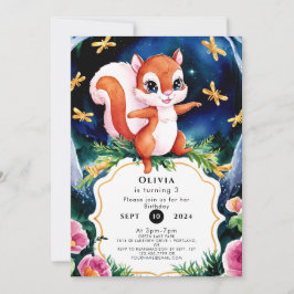 Magic Whimsical Squirrel Birthday Inbjudningar