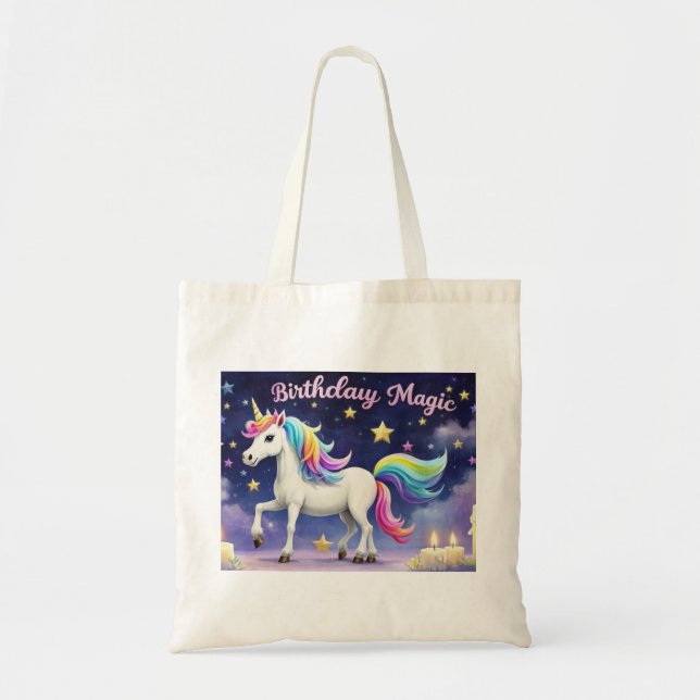 Magic Whimsical unicorn to bag regbobow Tygkasse (Framsidan)