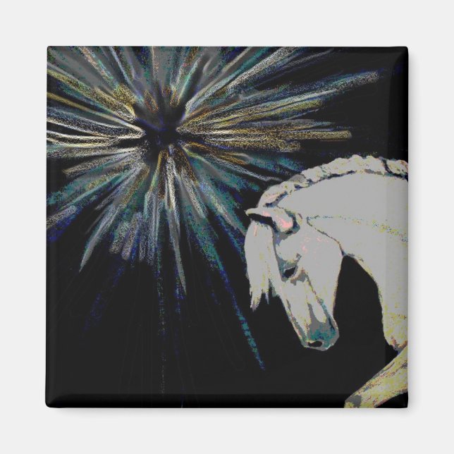 Magic White Horse Equestrian Pony Blast Magnet (Framsidan)