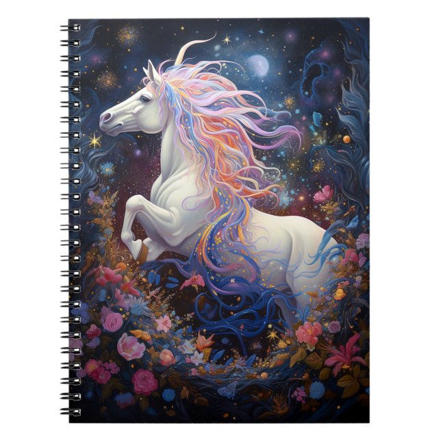 Magic White Horse Fantasy Art Anteckningsbok (Framsidan)