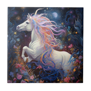 Magic White Horse Fantasy Art Kakelplatta