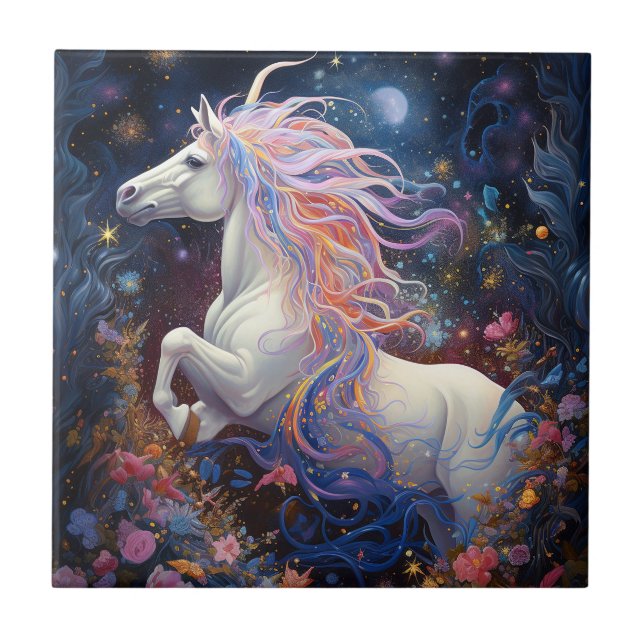 Magic White Horse Fantasy Art Kakelplatta (Framsidan)