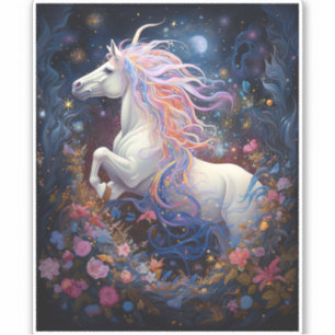 Magic White Horse Fantasy Art Klistermärken