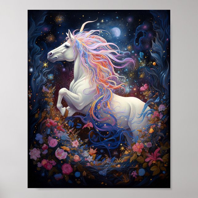 Magic White Horse Fantasy Art Poster (Framsidan)
