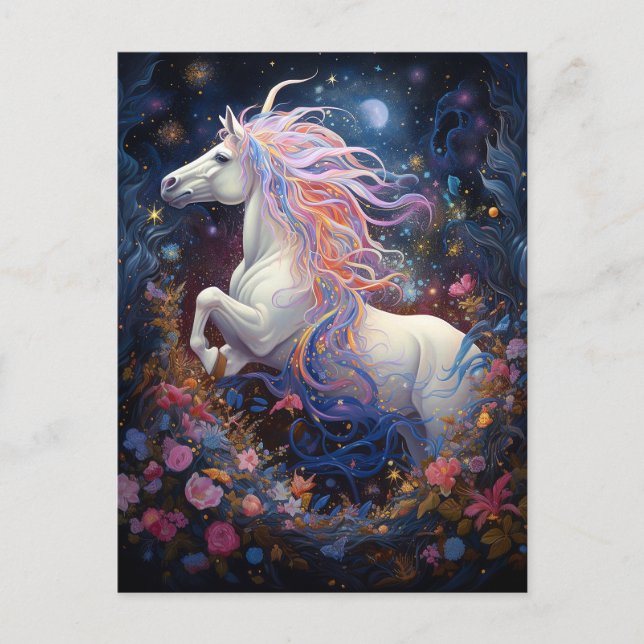 Magic White Horse Fantasy Art Vykort (Framsida)