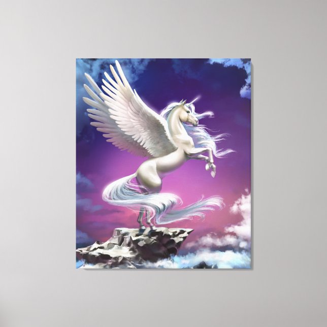 Magic White Unicorn Fantasy Canvastryck (Framsida)