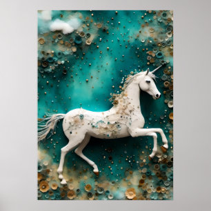 Magic White Unicorn Poster