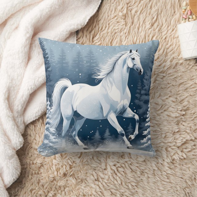 Magic White Winter Horse Kudde (Filt)